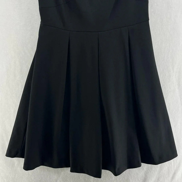 Nine West Dress 4 Black Fit & Flare Short Criss Cross Strap Braided Trim Pleated - Picture 9 of 13